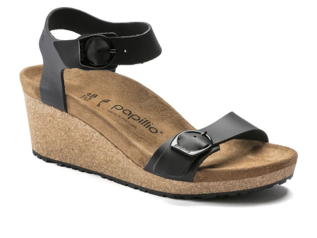 Birkenstock Soley Ring-Buckle Narrow Wedge Sandal (Women) - Black Leather For Cheap