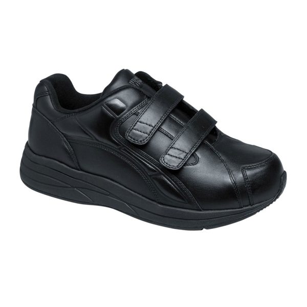 Drew Force V Hook and Loop Walking Shoe (Men) - Black Leather Online Sale