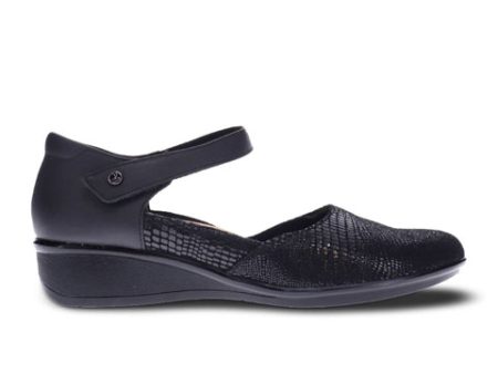 Revere Osaka Wedge Sandal (Women) - Black Lizard Online now