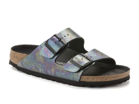 Birkenstock Arizona Vegan Slide Sandal (Women) - Iridescent Black Microfiber Online Hot Sale