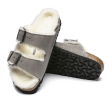 Birkenstock Arizona Slide Sandal (Women) - Stone Coin Suede Natural Shearling Fashion