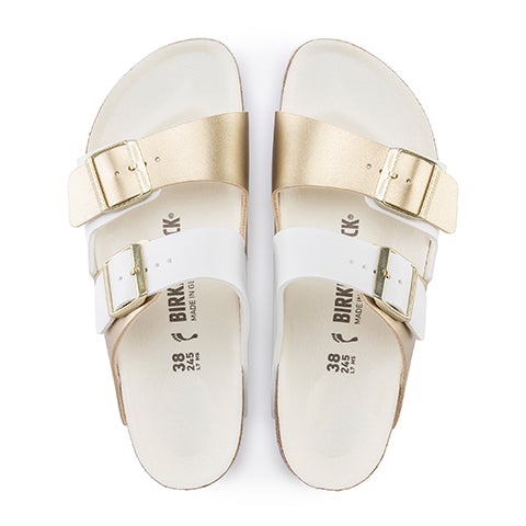 Birkenstock Arizona Split Slide Sandal (Women) - White Gold Birko-Flor For Cheap