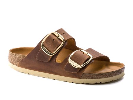 Birkenstock Arizona Big Buckle Narrow Slide Sandal (Women) - Cognac Oiled Leather For Sale