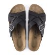 Birkenstock Lugano Slide Sandal (Unisex) - Camberra Black Oiled Leather Discount