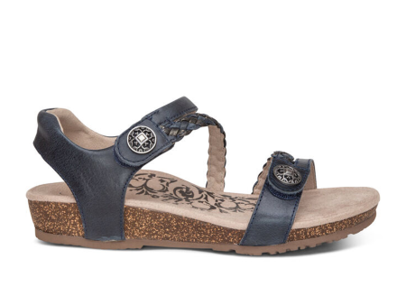 Aetrex Jillian Braided Backstrap Sandal (Women) - Navy Online now