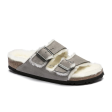 Birkenstock Arizona Slide Sandal (Women) - Stone Coin Suede Natural Shearling Fashion