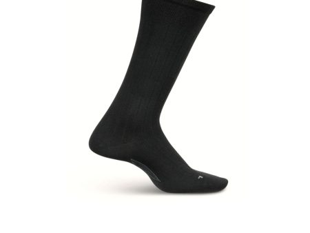 Feetures LM15001 Everyday Ultra Light Wide Rib Crew Sock (Men) - Black Online now