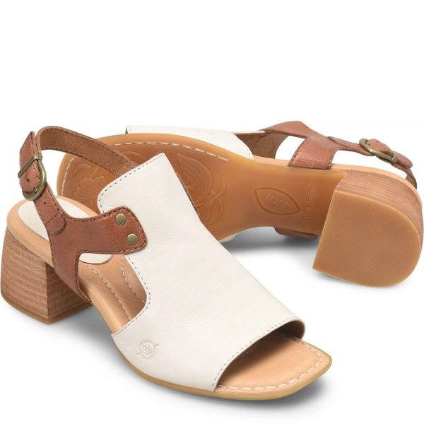 Born Women s Sylvie Sandals - White Brown Sale