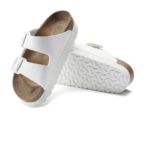 Birkenstock Arizona Grooved Vegan Platform Slide Sandal (Women) - White Birko-Flor Online Sale