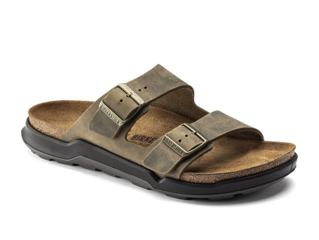 Birkenstock Arizona Crosstown Slide Sandal (Men) - Faded Khaki Oiled Leather For Cheap