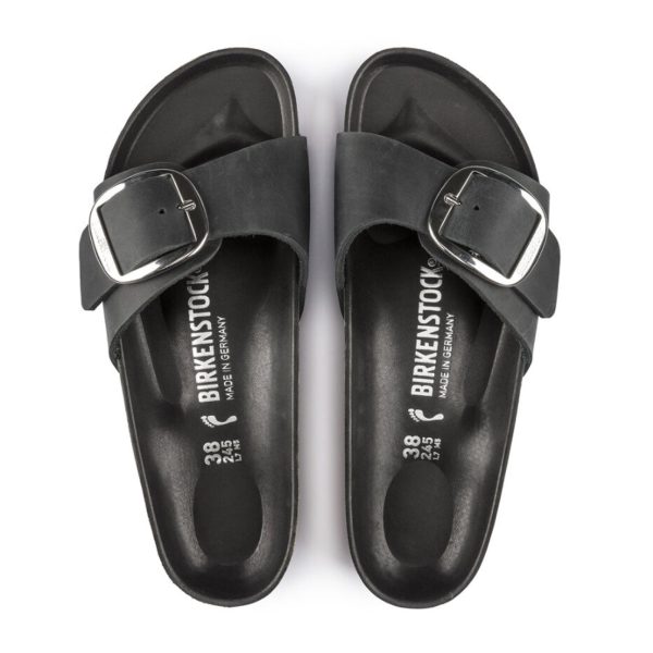 Birkenstock Madrid Big Buckle Narrow Slide Sandal (Women) - Black Leather Online