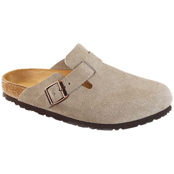 Birkenstock Boston Soft Footbed - Suede Leather Taupe Cheap