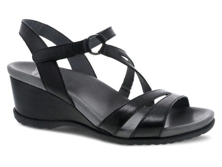 Dansko Women s Addyson Wedge Sandal - Black Glazed Cheap