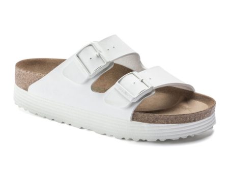 Birkenstock Arizona Grooved Vegan Platform Slide Sandal (Women) - White Birko-Flor Online Sale