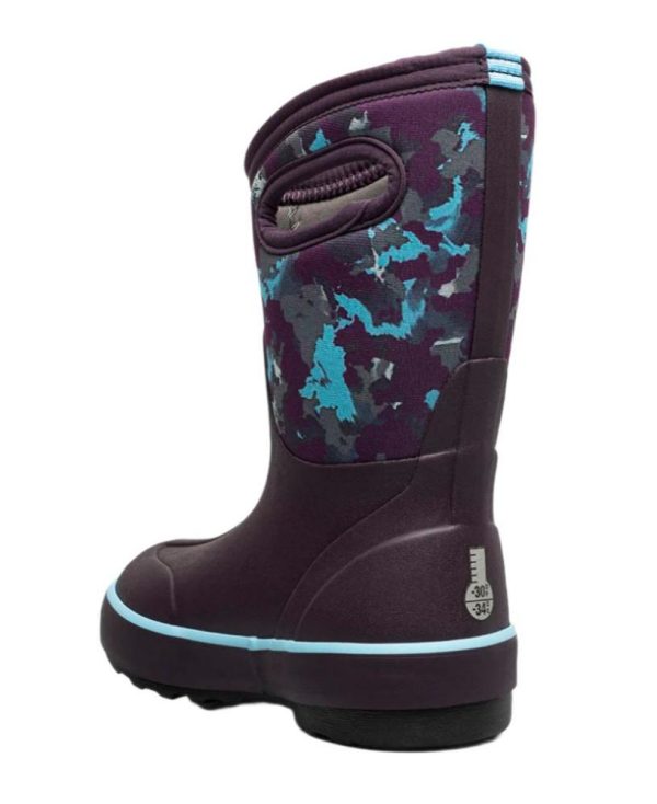 Bogs Kid s Classic II Camo Texture Boot - Plum Multi For Discount