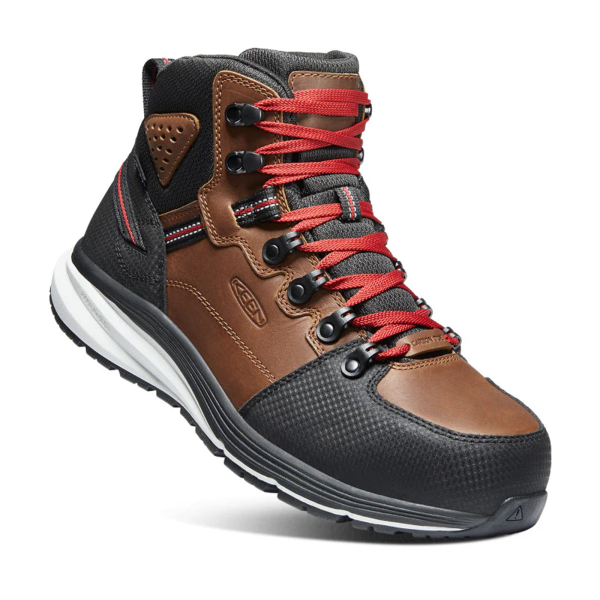 Keen Utility Red Hook Carbon Fiber Toe Mid Work Boot (Men) - Tobacco Black Online now