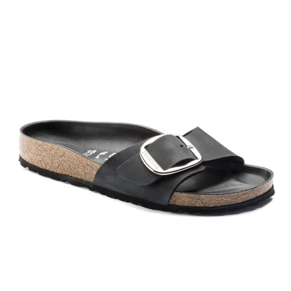 Birkenstock Madrid Big Buckle Narrow Slide Sandal (Women) - Black Leather Online