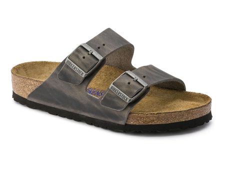 Birkenstock Unisex Arizona Soft Footbed Oiled Leather Sandal - Iron Hot on Sale