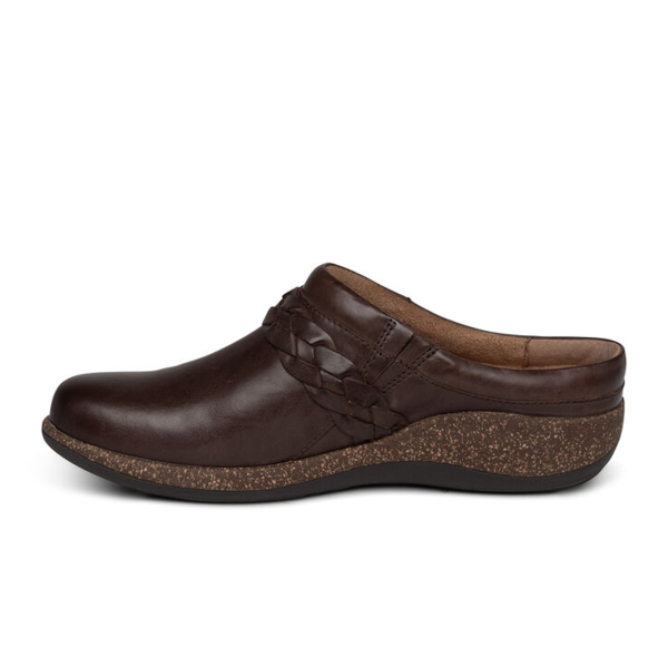 Aetrex Libby Clog (Women) - Brown Leather For Cheap