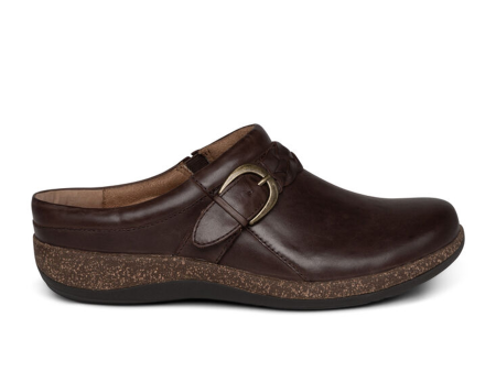 Aetrex Libby Clog (Women) - Brown Leather For Cheap