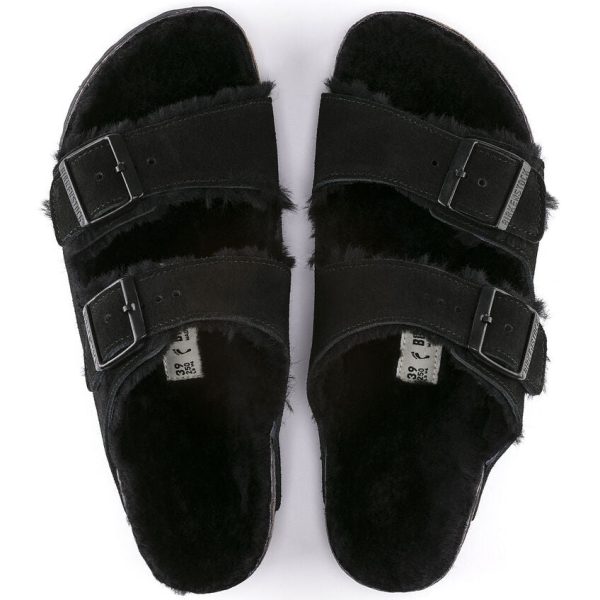 Birkenstock Unisex Arizona Shearling Suede Leather - Black Fashion