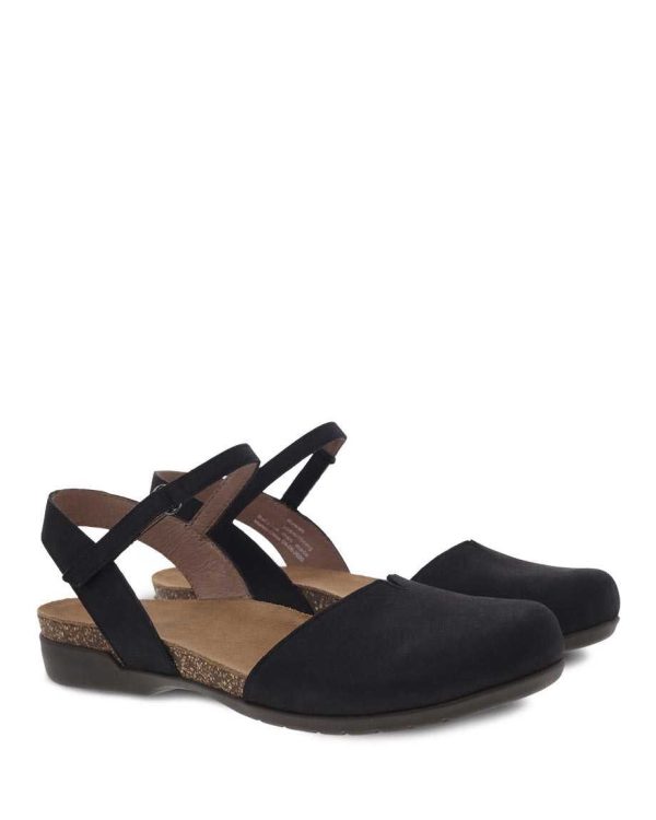 Dansko Women s Rowan Sandal - Black Milled Nubuck Hot on Sale