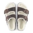 Birkenstock Arizona Slide Sandal (Women) - Habana Oiled Leather Natural Shearling For Discount