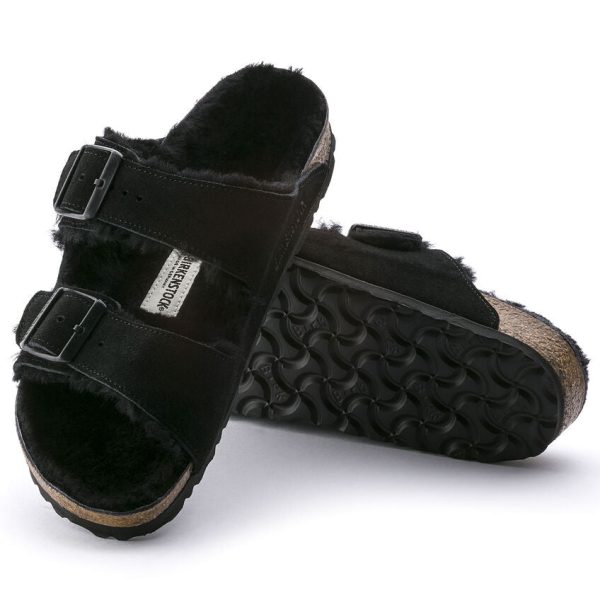 Birkenstock Unisex Arizona Shearling Suede Leather - Black Fashion