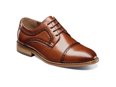 Stacy Adams Boy s Dickinson Cap Toe Oxford - Cognac on Sale