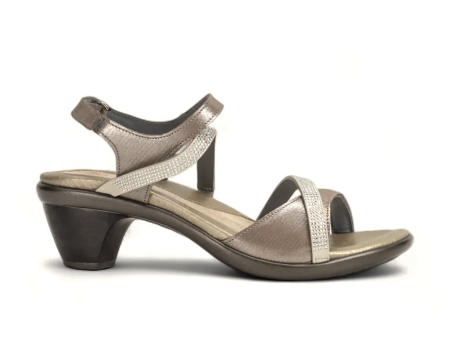 Naot Innovate Heeled Sandal (Women) - Silver Threads Leather Beige Clear Rhinestones Online