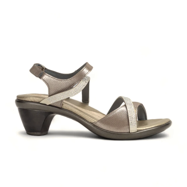 Naot Innovate Heeled Sandal (Women) - Silver Threads Leather Beige Clear Rhinestones Online